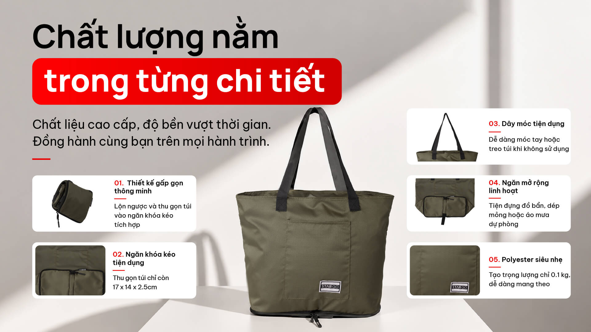 Túi xách gấp gọn Stargo Cerra
