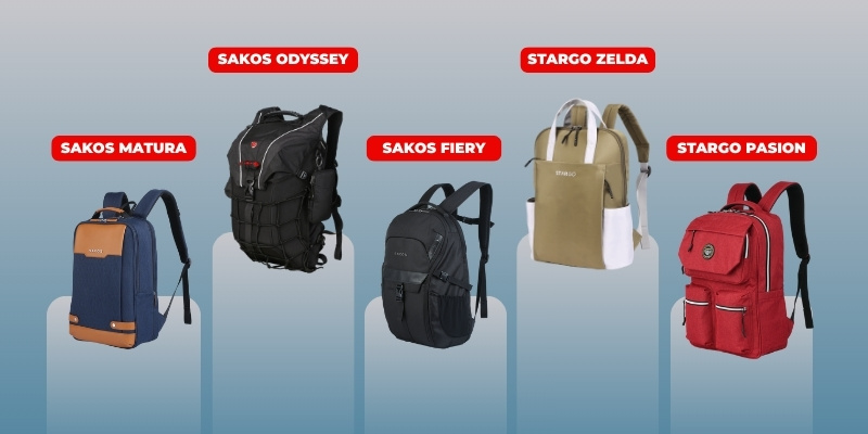 Balo nam Sakos có nhiều mẫu mã