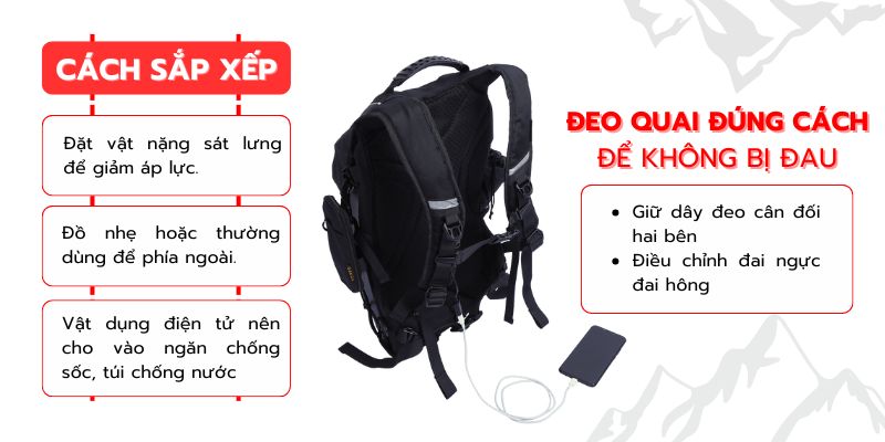 Cách sắp xếp đồ vào balo hợp lý