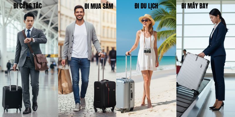 Các Loại Vali Phổ Biến Chia Theo Nhu Cầu Sử Dụng. (Ảnh: Sakos.vn)