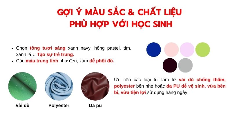 Gợi ý màu sắc chất liệu phù hợp với học sinh
