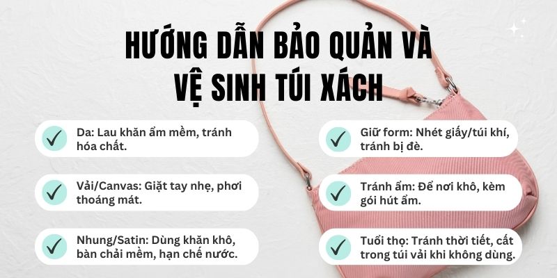 Hướng dẫn bảo quản và vệ sinh túi xách nhỏ gọn