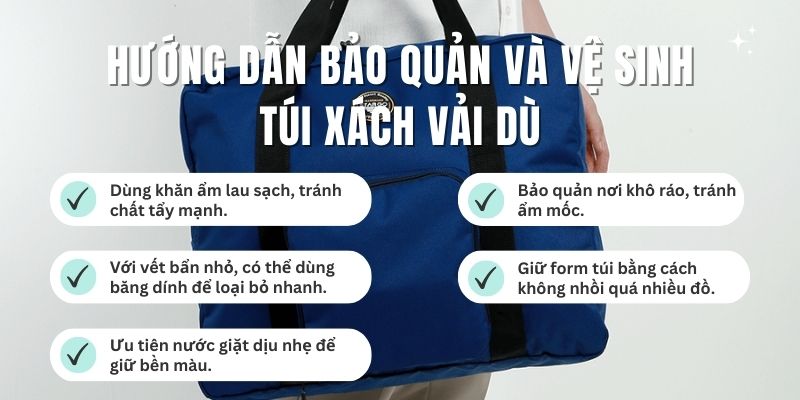 Hướng dẫn bảo quản và vệ sinh túi xách vải dù