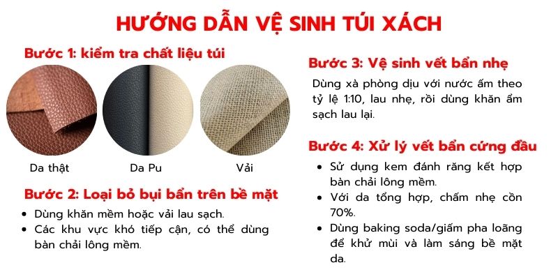 Hướng dẫn vệ sinh túi xách