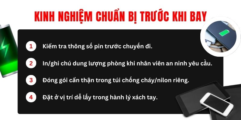 Kinh nghiệm chuẩn bị trước khi bay
