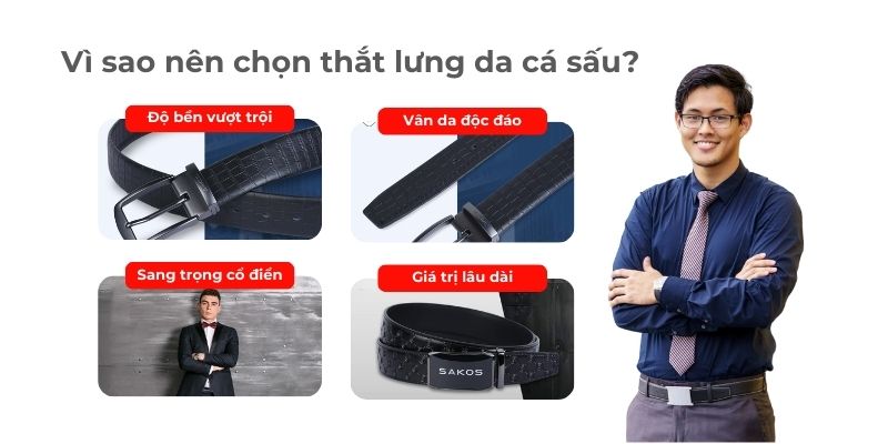 Thắt lưng da cá sấu có nhiều ưu điểm vượt trội so với da bò hoặc da PU