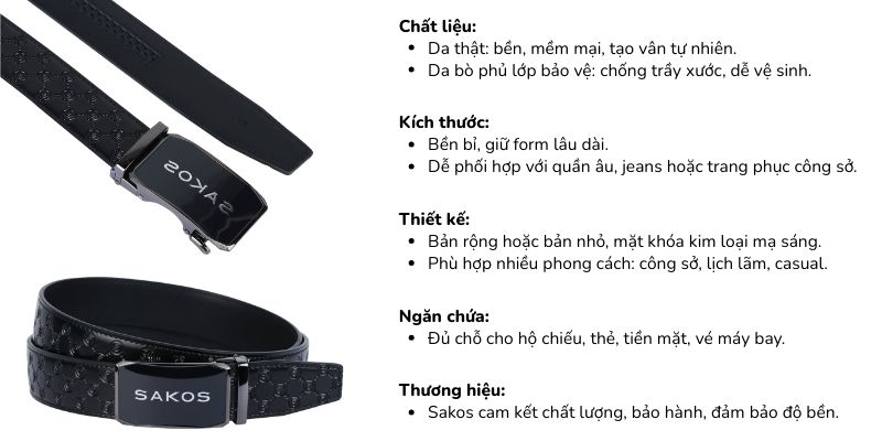 Tiêu chí chọn thắt lưng da thật Sakos