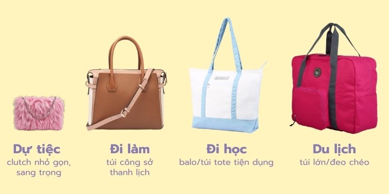 Tiêu chí lựa chọn túi xách dễ thương - mục đích sử dụng