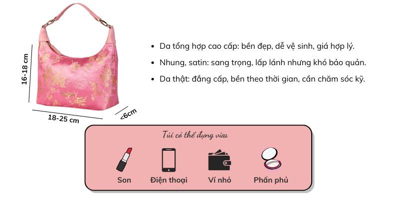 Tiêu chí lựa chọn túi xách nhỏ gọn - kích thước chất liệu
