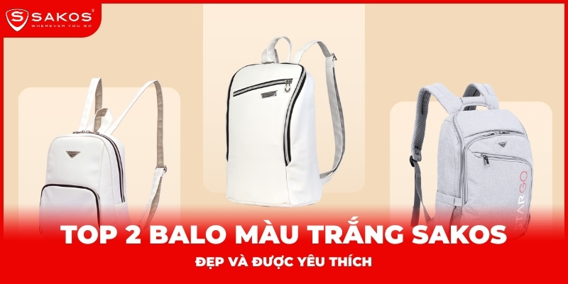 Top balo màu trắng Sakos