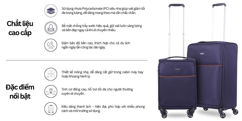 Đặc điểm Vali kéo vải Sakos Elite