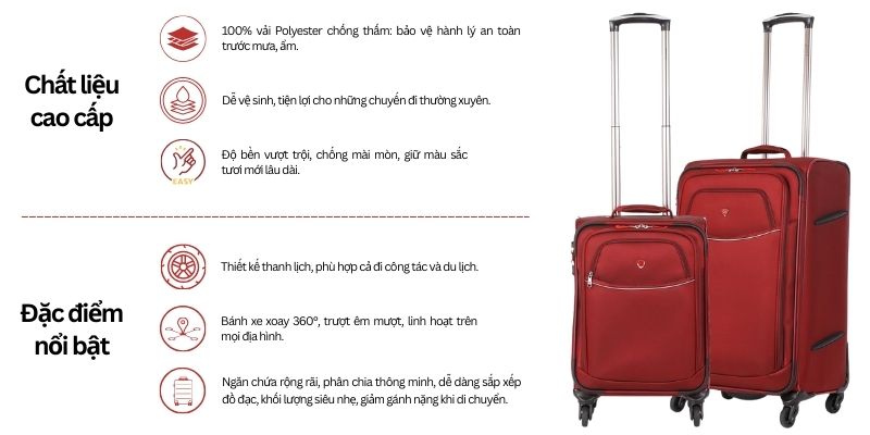 Đặc điểm Vali kéo vải Sakos Spazio