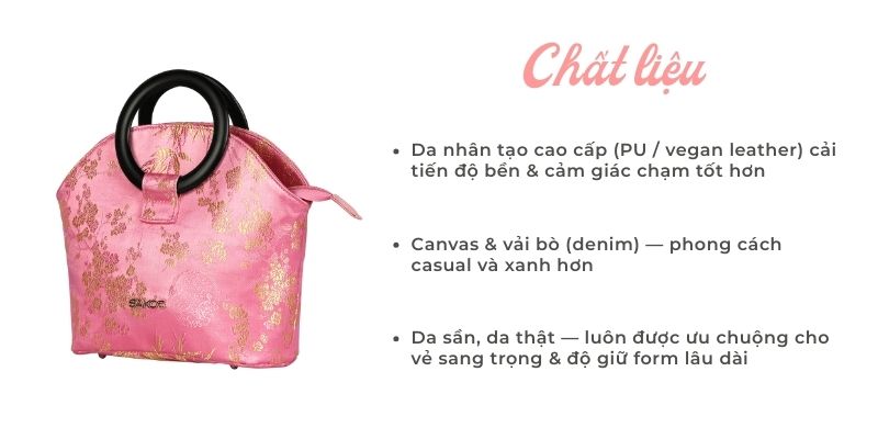 Xu hướng chất liệu túi xách nữ 2025
