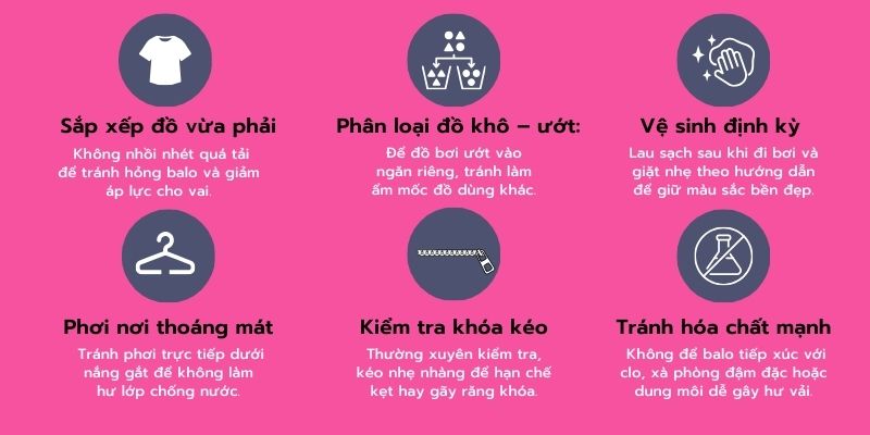 cách bảo quản balo đi bơi