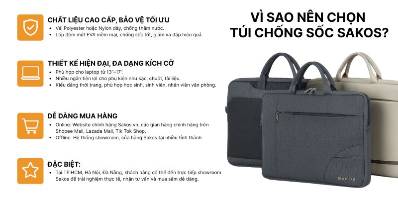 Vì sao nên chọn túi chống sốc Sakos?