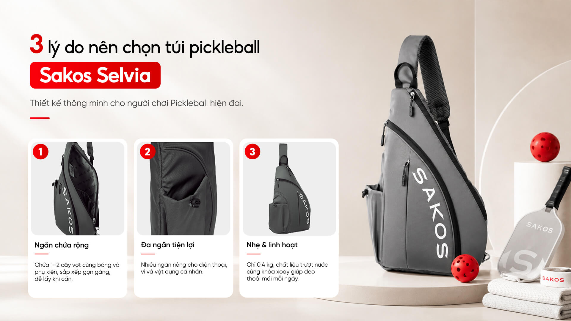 Túi pickleball Sakos Selvia mt