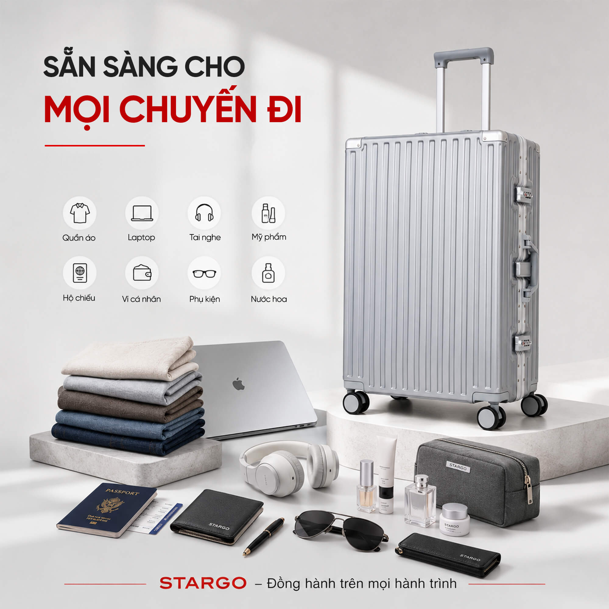 Vali nhựa khung nhôm Stargo Avita mộ tả