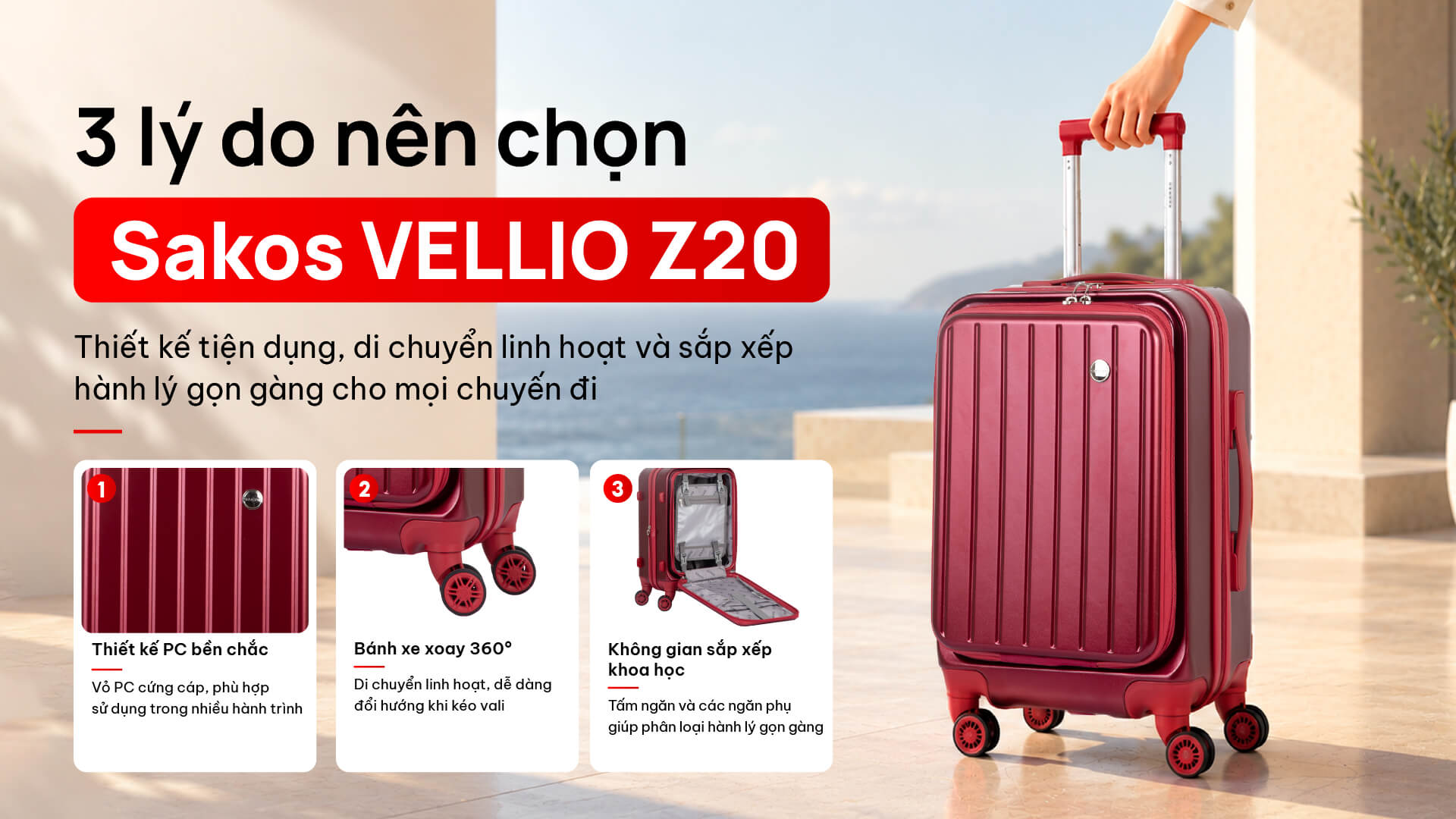 Vali kéo nhựa Sakos Vellio