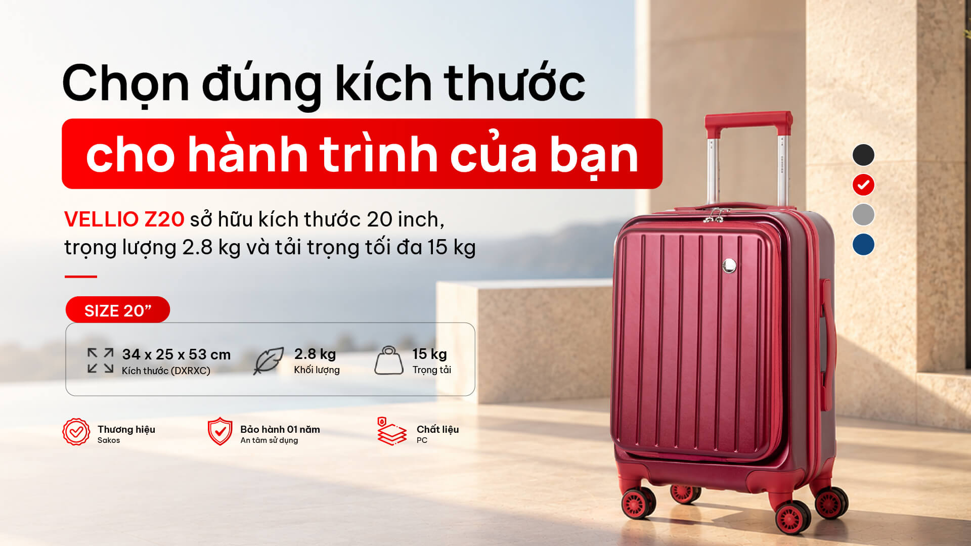 Vali kéo nhựa Sakos Vellio