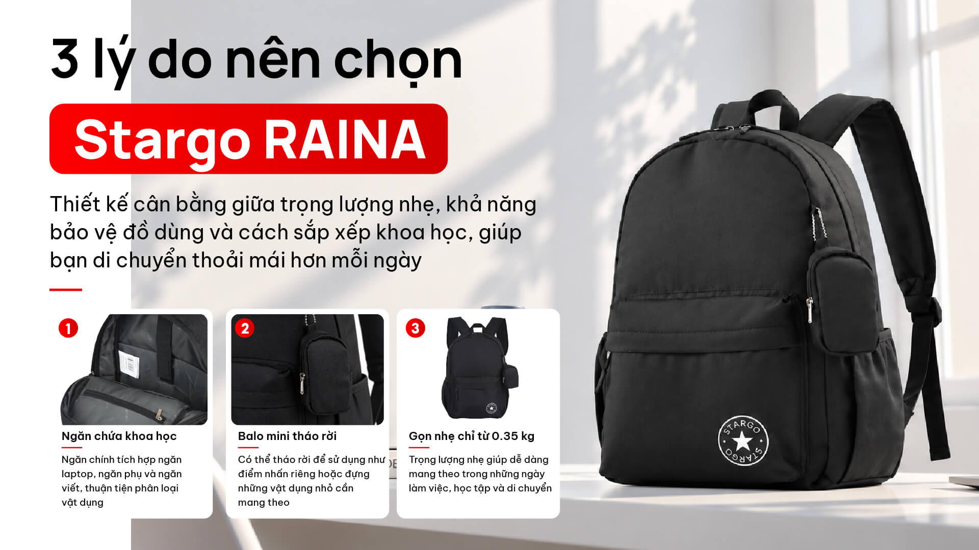 Balo laptop Stargo Raina