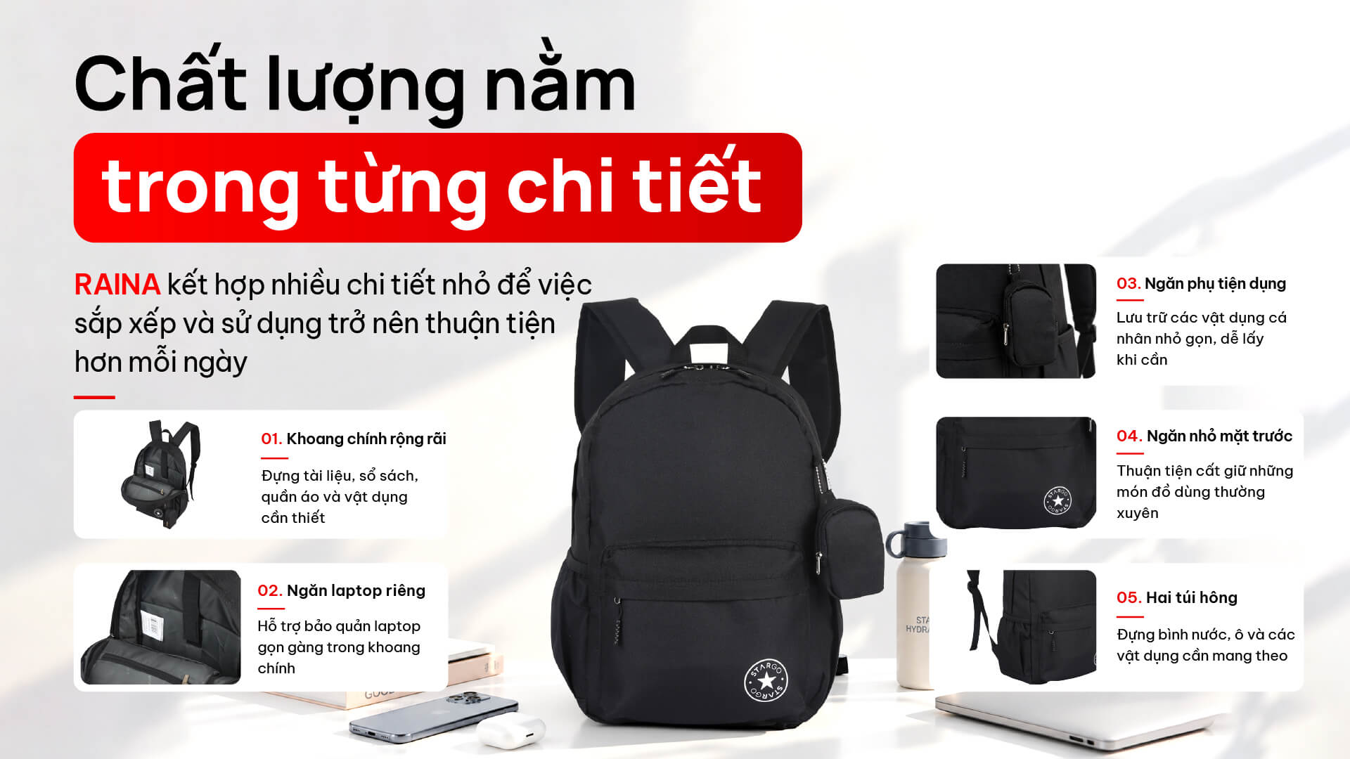 Balo laptop Stargo Raina