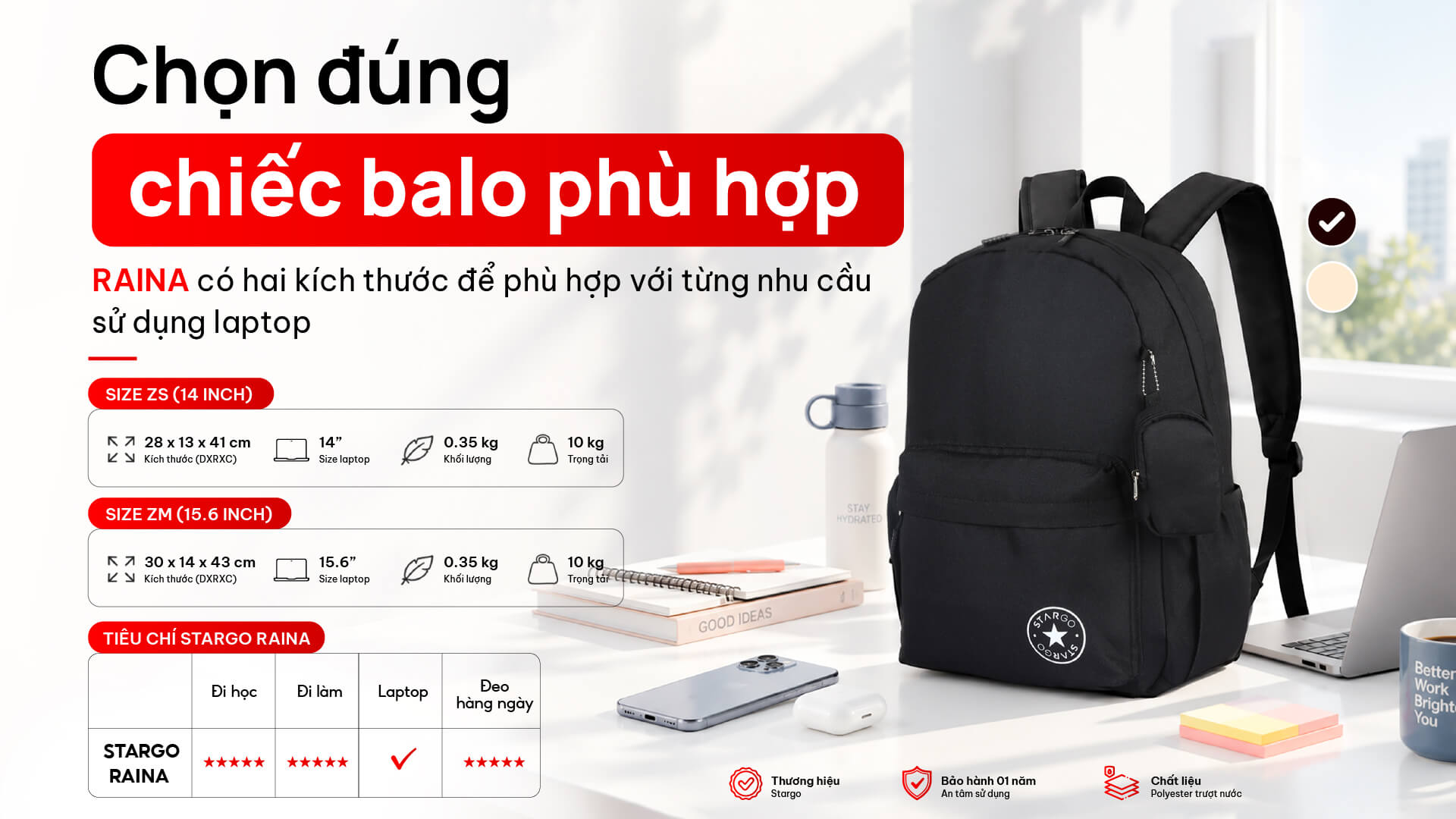 Balo laptop Stargo Raina