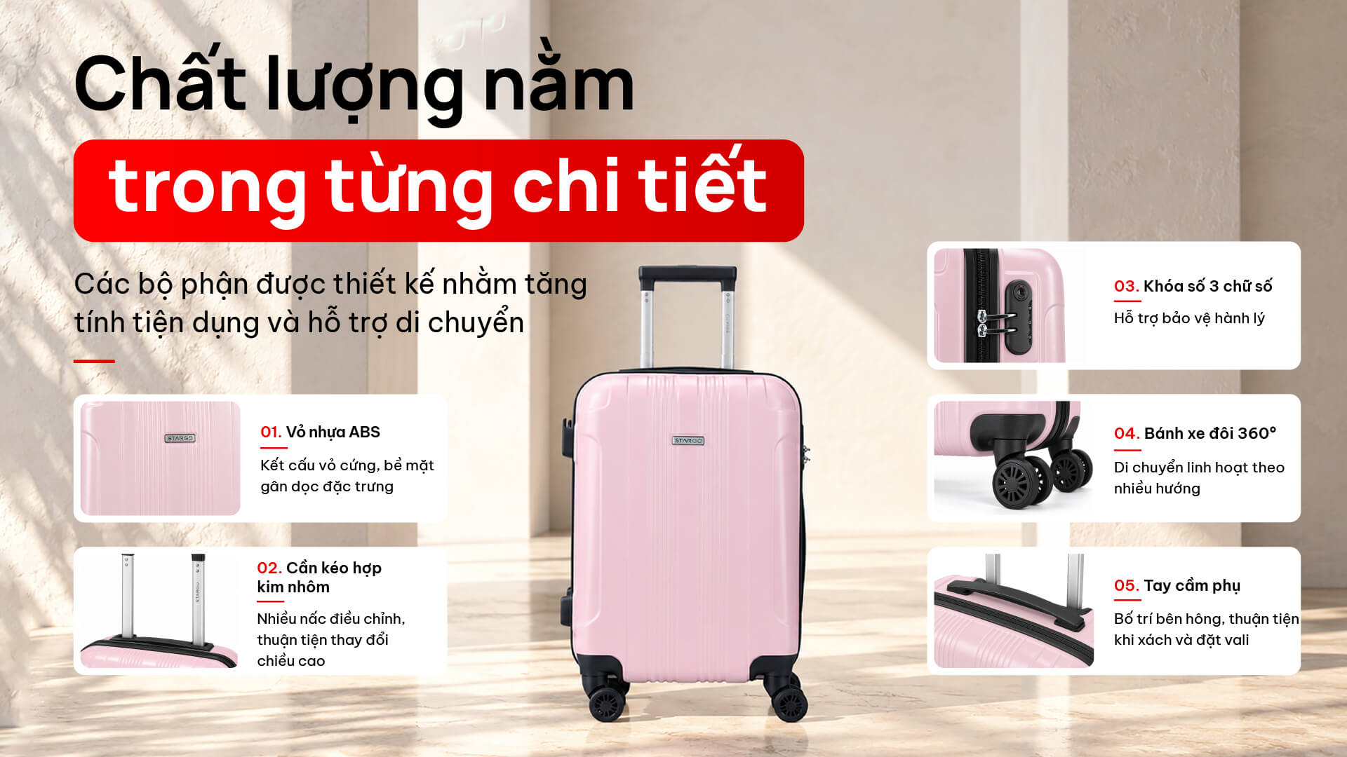 Vali kéo nhựa Stargo Elio